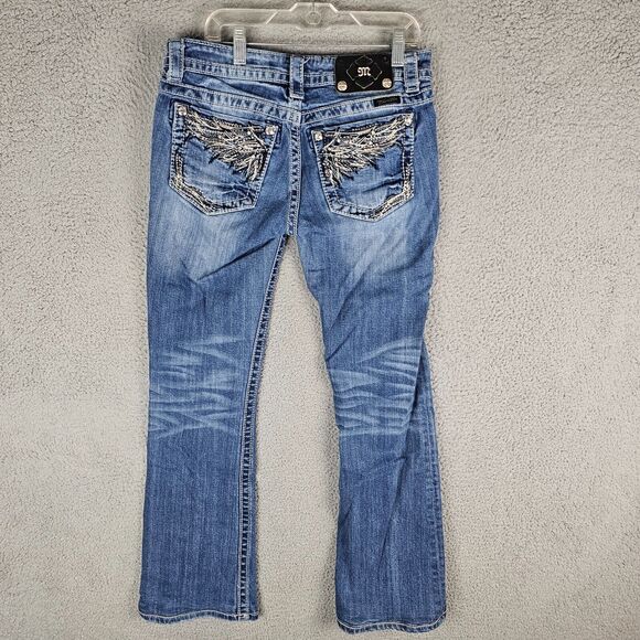 Miss Me Jeans 28 Womens Denim Boot Cut Embellished Rhinestone Pockets Bling - Picture 2 of 11